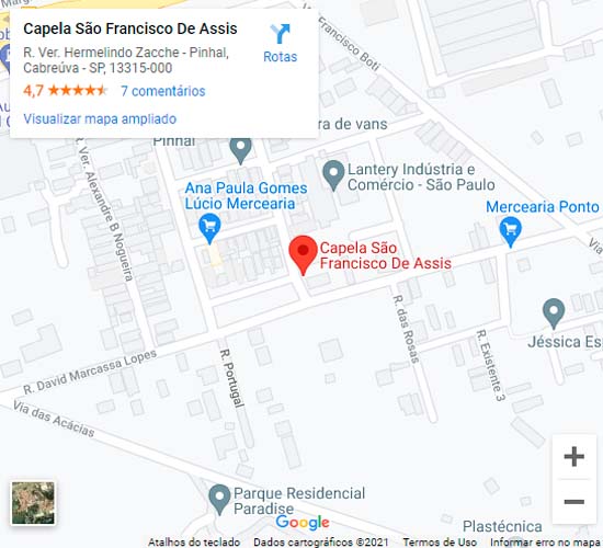 Mapa Igreja São Francisco de Assis Cabreúva